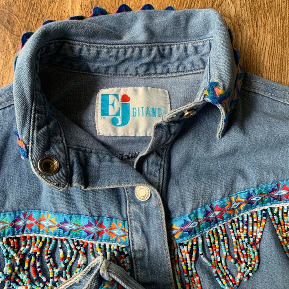 Vintage Gitano Jeans and Shirt Set Western Beaded Youth 9/10 11/12 Stampede - Picture 9 of 13